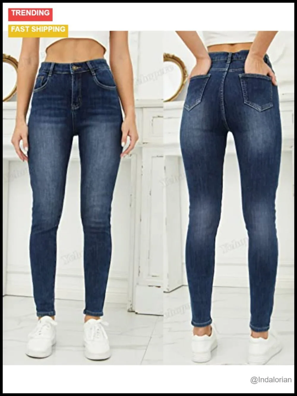 Women's Fleece Lined Skinny Denim Jeans Thermal Winter High Waist Stretch